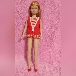 Vintage Straight Leg Skipper Doll #950 Titian Org Swimsuit/Flower girl dress